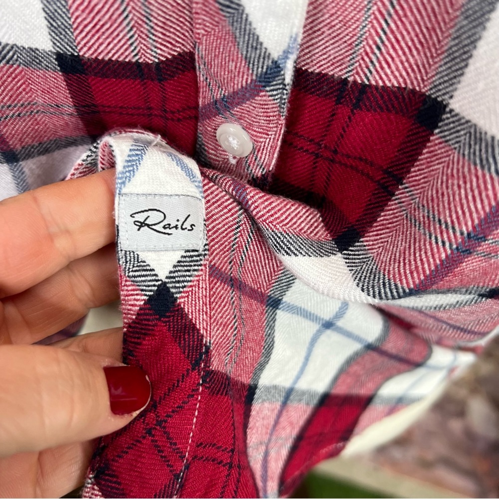 RAILS Classic Plaid Button Front Flannel Shirt in Red, White, and Blue, XS - Picture 11 of 14